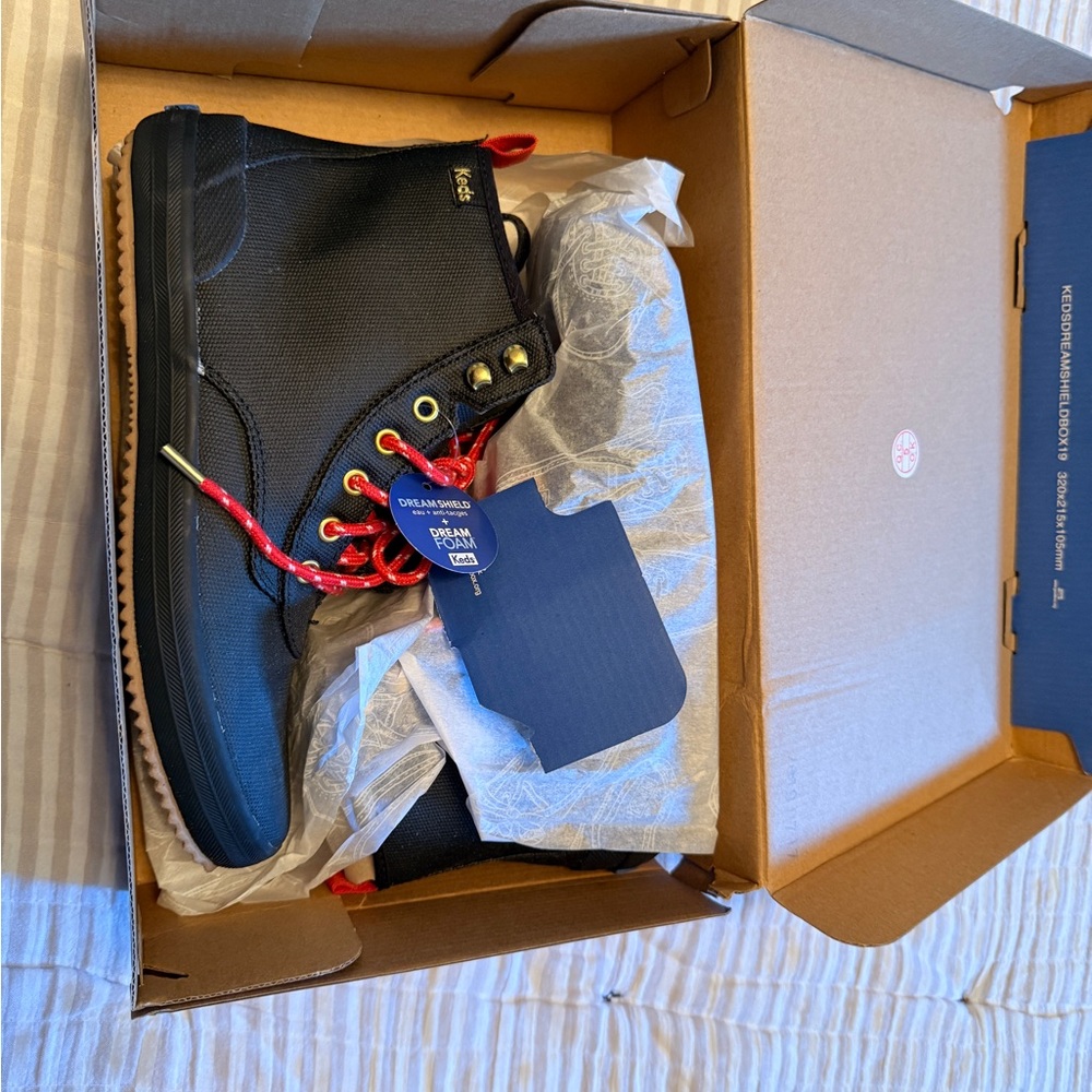 Keds Black High-Top Sneakers with Red Laces